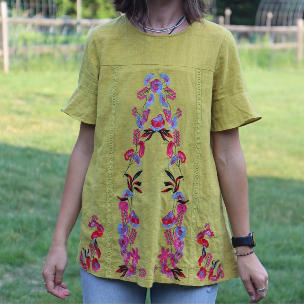 Orange Creek Gold Embellished Boxy Tunic